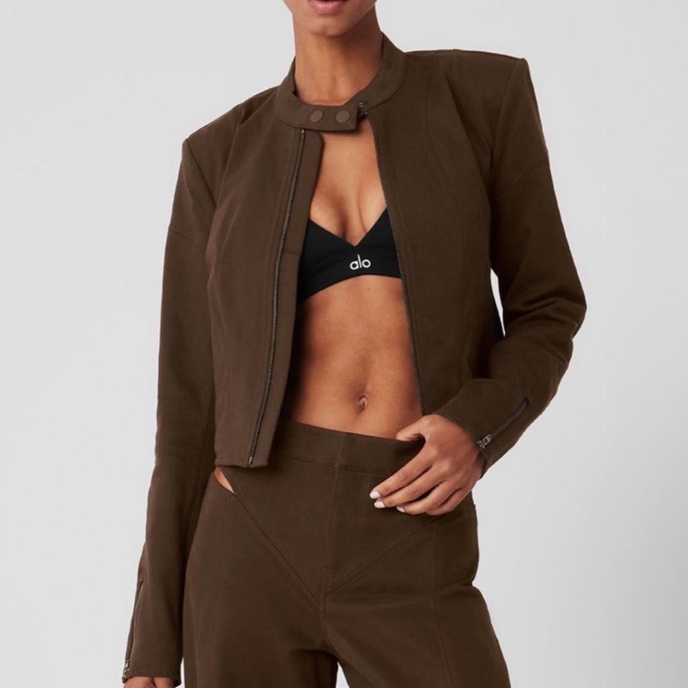 ALO Yoga Dark Brown Bomber Jacket